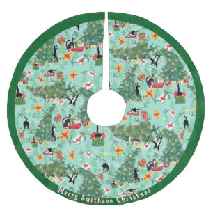 Saia Para Árvore De Natal De Poliéster Gato Engraçado Encontra Árvore de Natal