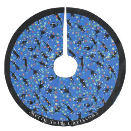 Saia Para Árvore De Natal De Poliéster Gatos Engraçados às Luzes de Natal Personalizados