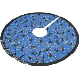 Saia Para Árvore De Natal De Poliéster Gatos Engraçados às Luzes de Natal Personalizados