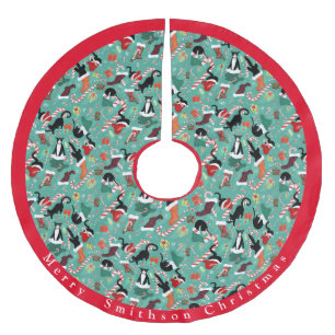 Saia Para Árvore De Natal De Poliéster Gatos Engraçados e Meias de Natal