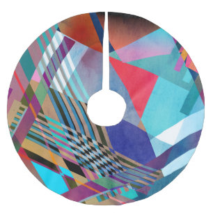 Saia Para Árvore De Natal De Poliéster Geométrico Brilhante: Fundo Abstrato colorido