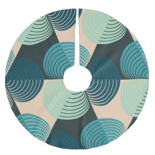 Saia Para Árvore De Natal De Poliéster Geométrico De Azul De Marfim: Elegância Do Azulejo