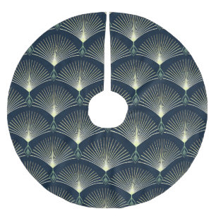 Saia Para Árvore De Natal De Poliéster Geométrico Elegante: Deco de Arte Azul.