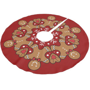 Saia Para Árvore De Natal De Poliéster Gingerbread Men E Snowflake Mandala