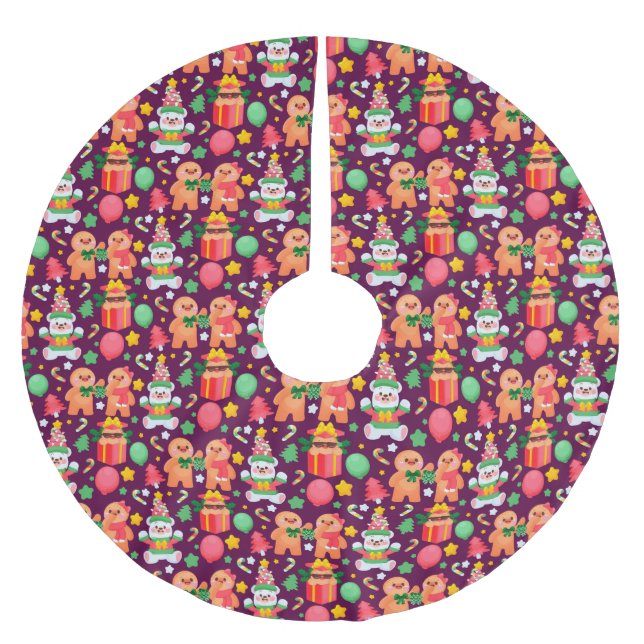 Saia Para Árvore De Natal De Poliéster Gingerpão Bruto Árvore de Poliéster (Frente)