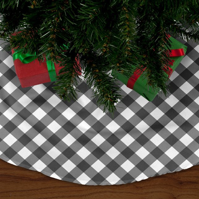 Saia Para Árvore De Natal De Poliéster Gingham Negro (Criador carregado)