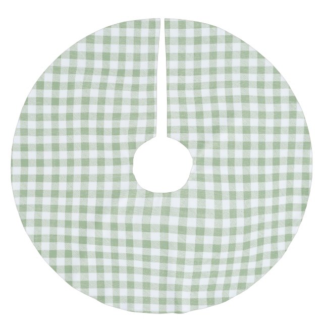 Saia Para Árvore De Natal De Poliéster Gingham White Sage Russo Moderno (Frente)