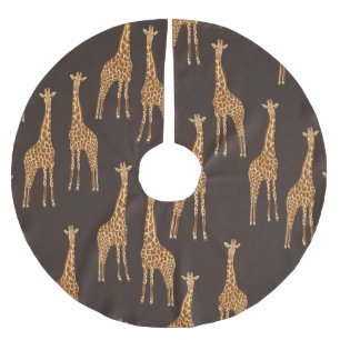 Saia Para Árvore De Natal De Poliéster Girafas Escuras: Abstrato Vintage Sem Costura.