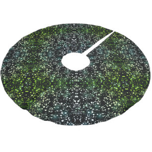 Saia Para Árvore De Natal De Poliéster Glitter de Vidro Verde Faux em Preto