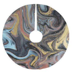 Saia Para Árvore De Natal De Poliéster Glitter do Ouro Marble Nature Trabalho de arte