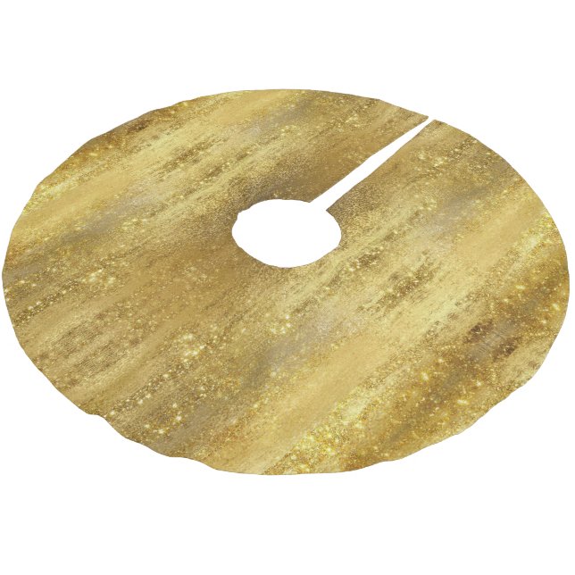 Saia Para Árvore De Natal De Poliéster Glitter Metálico Elegante Dourado Quic (Inclinado)