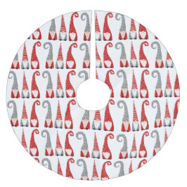 Saia Para Árvore De Natal De Poliéster Gnomos Nórdicos de Natal Padrão Vermelho Branco Ci
