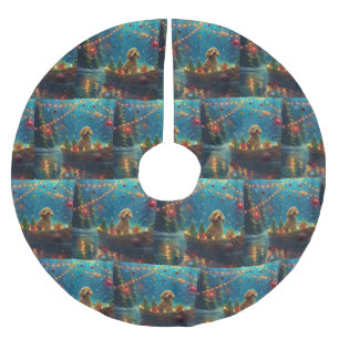 Saia Para Árvore De Natal De Poliéster Goldendoodle Natal Viagem Festiva