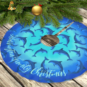 Saia Para Árvore De Natal De Poliéster Golfinhos Brincados, Saia de Árvore Tropical Perso