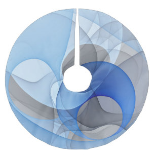 Saia Para Árvore De Natal De Poliéster Gráfico de Arte Fractal de Cinza Azul Moderno