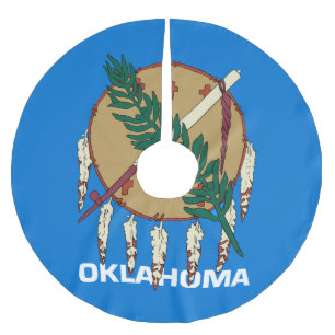Saia Para Árvore De Natal De Poliéster Gráfico dinâmico da bandeira do estado de Oklaho