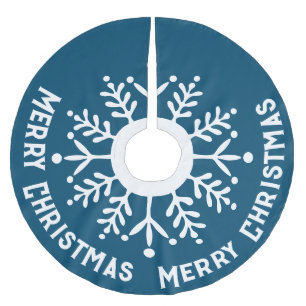 Saia Para Árvore De Natal De Poliéster Grande Floco de Neve Branco, Feliz Natal Branco so