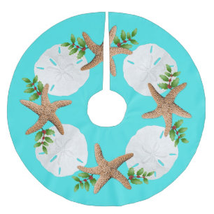 Saia Para Árvore De Natal De Poliéster Grande Starfish Sand Dolares Holly Sai de Aqua