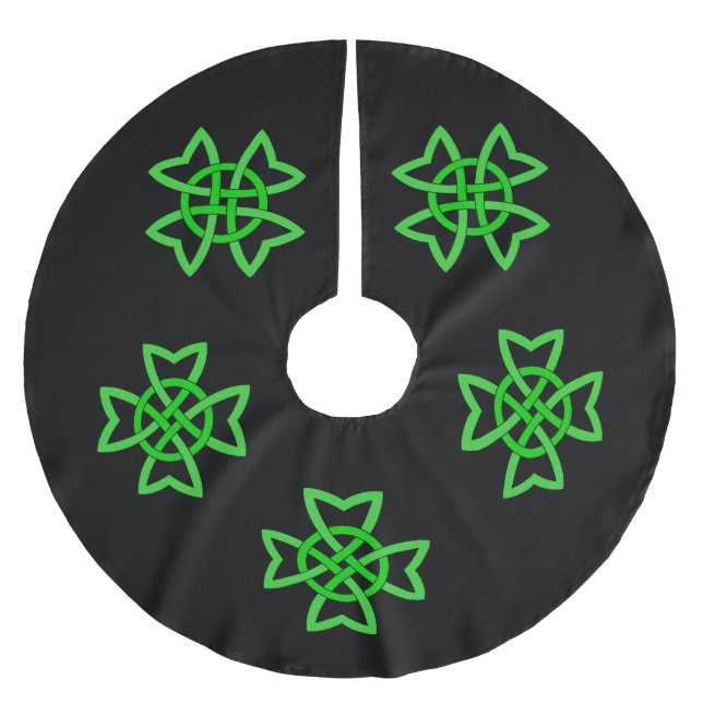 Saia Para Árvore De Natal De Poliéster Green Celtic Knot irlandês (Frente)