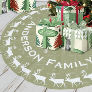 Saia Para Árvore De Natal De Poliéster Green Felry Christmas Family Name Reindeer Arrows