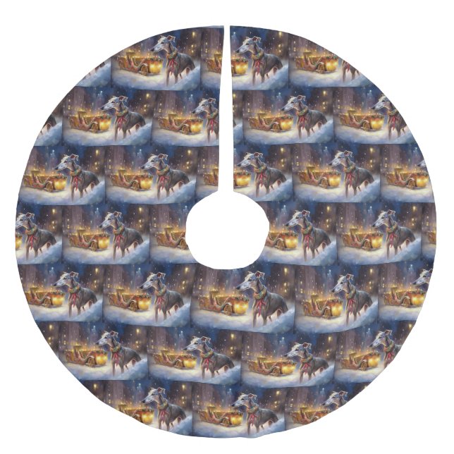 Saia Para Árvore De Natal De Poliéster Greyhound Christmas Fesason (Frente)