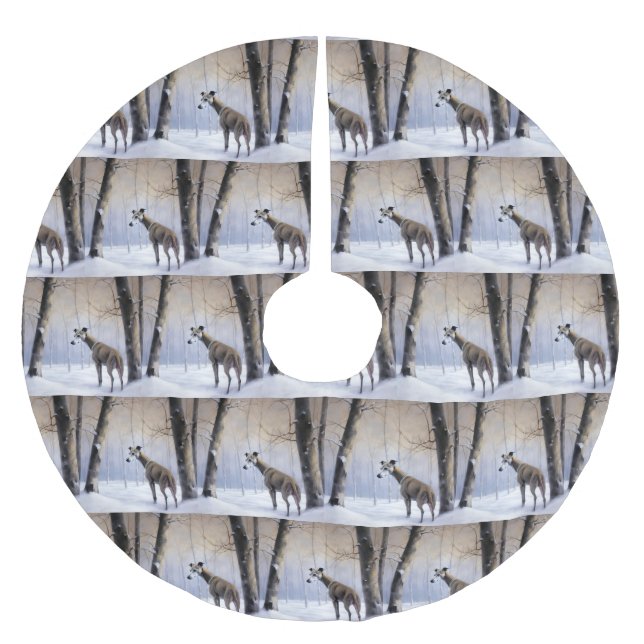 Saia Para Árvore De Natal De Poliéster Greyhound Italiano Deixe nevar Natal (Frente)