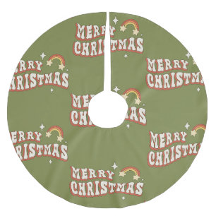 Saia Para Árvore De Natal De Poliéster Groovy feliz Natal funky dos anos 70
