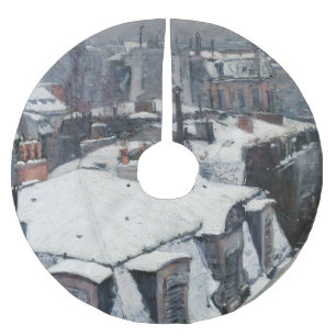 Saia Para Árvore De Natal De Poliéster Gustave Caillebotte - Telhados na Neve