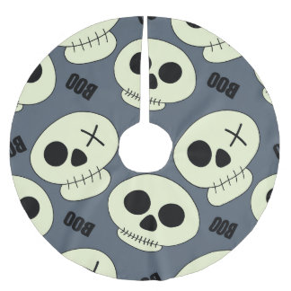 Saia Para Árvore De Natal De Poliéster Halloween Skull, Design infantil.
