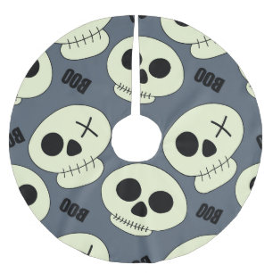 Saia Para Árvore De Natal De Poliéster Halloween Skull, Design infantil.