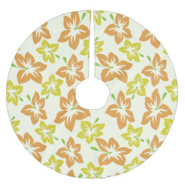 Saia Para Árvore De Natal De Poliéster Hibiscus Amarelo, Hibisco Laranja, Padrão Floral