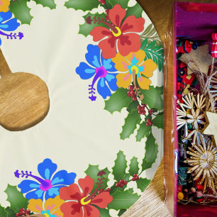 Saia Para Árvore De Natal De Poliéster Hibiscus no Natal de Holly no Havaí