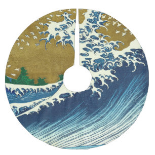 Saia Para Árvore De Natal De Poliéster Hokusai Big Wave Japão Art