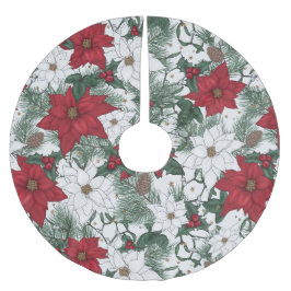 Saia Para Árvore De Natal De Poliéster Holiday Botanical Accent in Red, Green & White