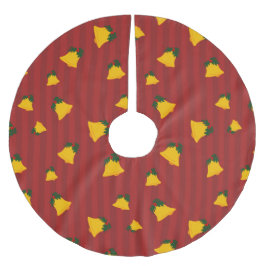 Saia Para Árvore De Natal De Poliéster Holiday Red Gold Stripe Bells Christmas