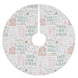 Saia Para Árvore De Natal De Poliéster Holiday Sayings & Symbols in Soft Seasonal Tones