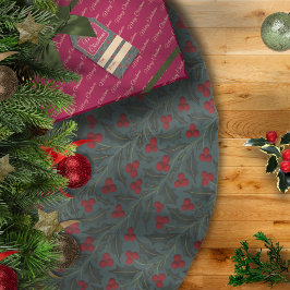 Saia Para Árvore De Natal De Poliéster Holly Berries Christmas