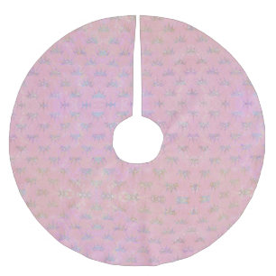 Saia Para Árvore De Natal De Poliéster Holograma Hológrafo Glitter Crown Pink Swirl Marb