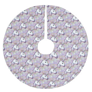 Saia Para Árvore De Natal De Poliéster holograma unicorn emoji xmas natal
