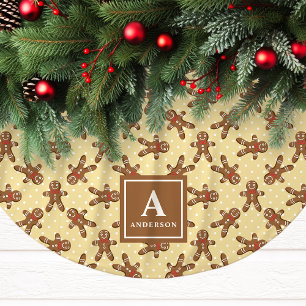 Saia Para Árvore De Natal De Poliéster Homem de Biscoito Amarelo Monograma Natal