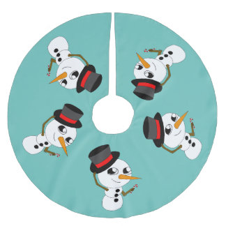 Saia Para Árvore De Natal De Poliéster homem de neve chibi