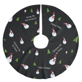 Saia Para Árvore De Natal De Poliéster Homem de Neve Negro Personalizado