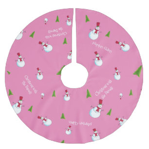 Saia Para Árvore De Natal De Poliéster Homem de Neve Rosa de Natal Personalizado