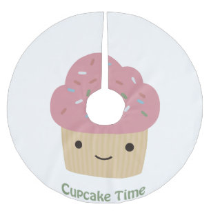 Saia Para Árvore De Natal De Poliéster Hora do Cupcake! Lindo Cupcake Rosa