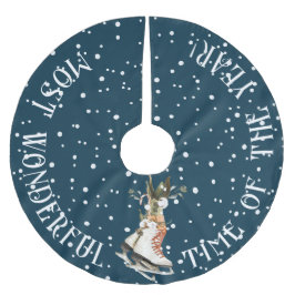 Saia Para Árvore De Natal De Poliéster Hora mais maravilhosa do ano, Skates de gelo e nev