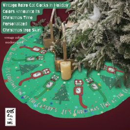 Saia Para Árvore De Natal De Poliéster Horário de Natais vintages Retroativos Personaliza