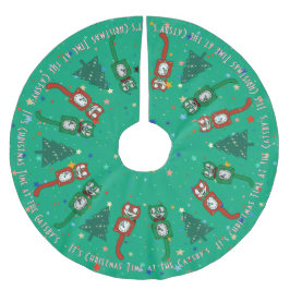Saia Para Árvore De Natal De Poliéster Horário de Natais vintages Retroativos Personaliza