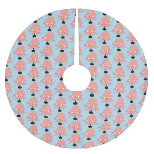 Saia Para Árvore De Natal De Poliéster Humor animado de polvo de bebê rosa e bonito