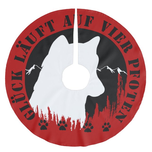 Saia Para Árvore De Natal De Poliéster Husky-Glück läuft auf vier Pfoten (Frente)