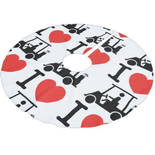 Saia Para Árvore De Natal De Poliéster I Heart (Love) Golf Cart